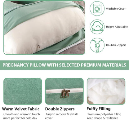 55" U-Shaped Pregnancy Pillow – Full Body Maternity Support with Washable Cover