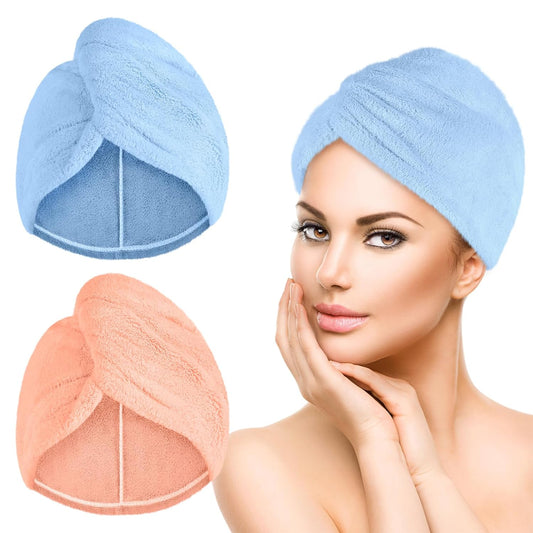  Hair Drying Towel Turban for Quick Drying Long Wet Hair 