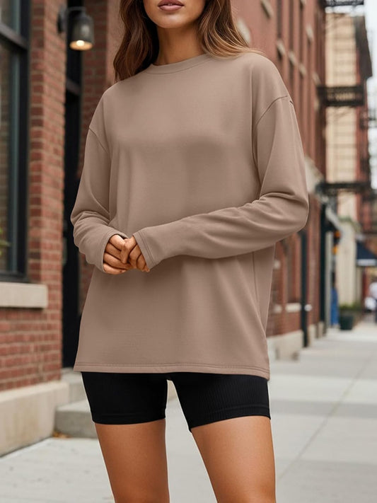 Womens Oversized Long Sleeve T Shirts 2025 Basic Crewneck Tee Fall Tops Casual Workout 