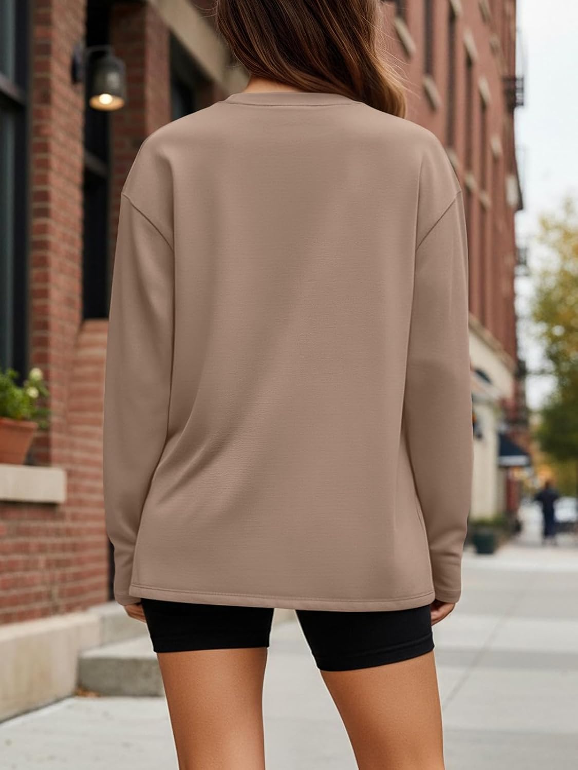 Womens Oversized Long Sleeve T Shirts 2025 Basic Crewneck Tee Fall Tops Casual Workout 
