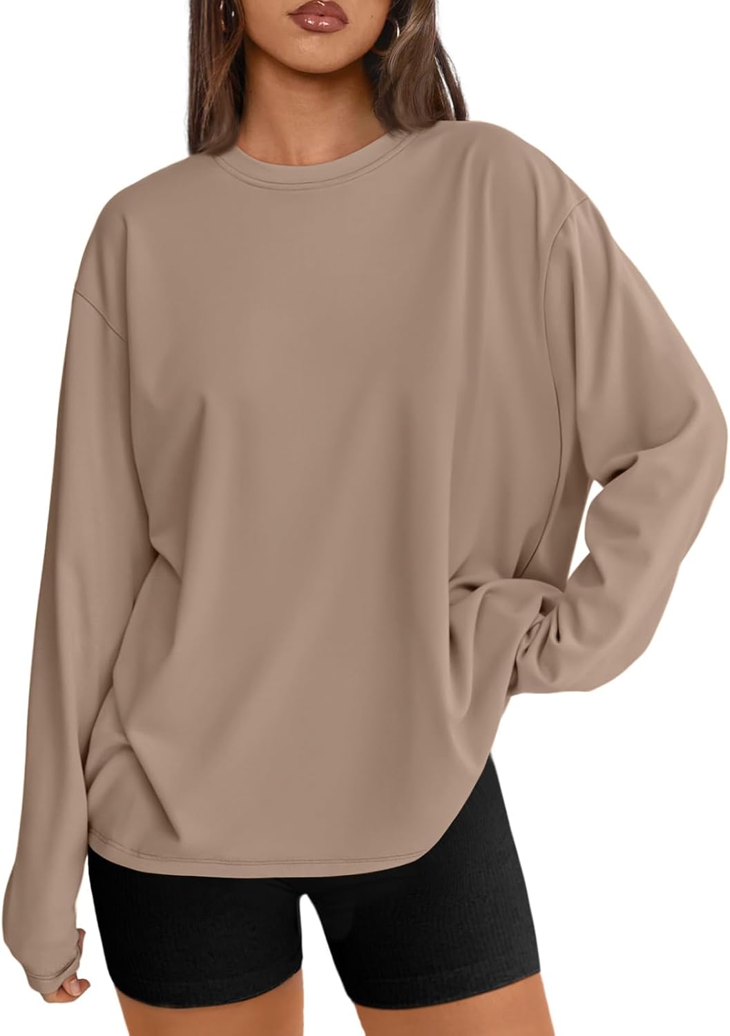 Womens Oversized Long Sleeve T Shirts 2025 Basic Crewneck Tee Fall Tops Casual Workout 