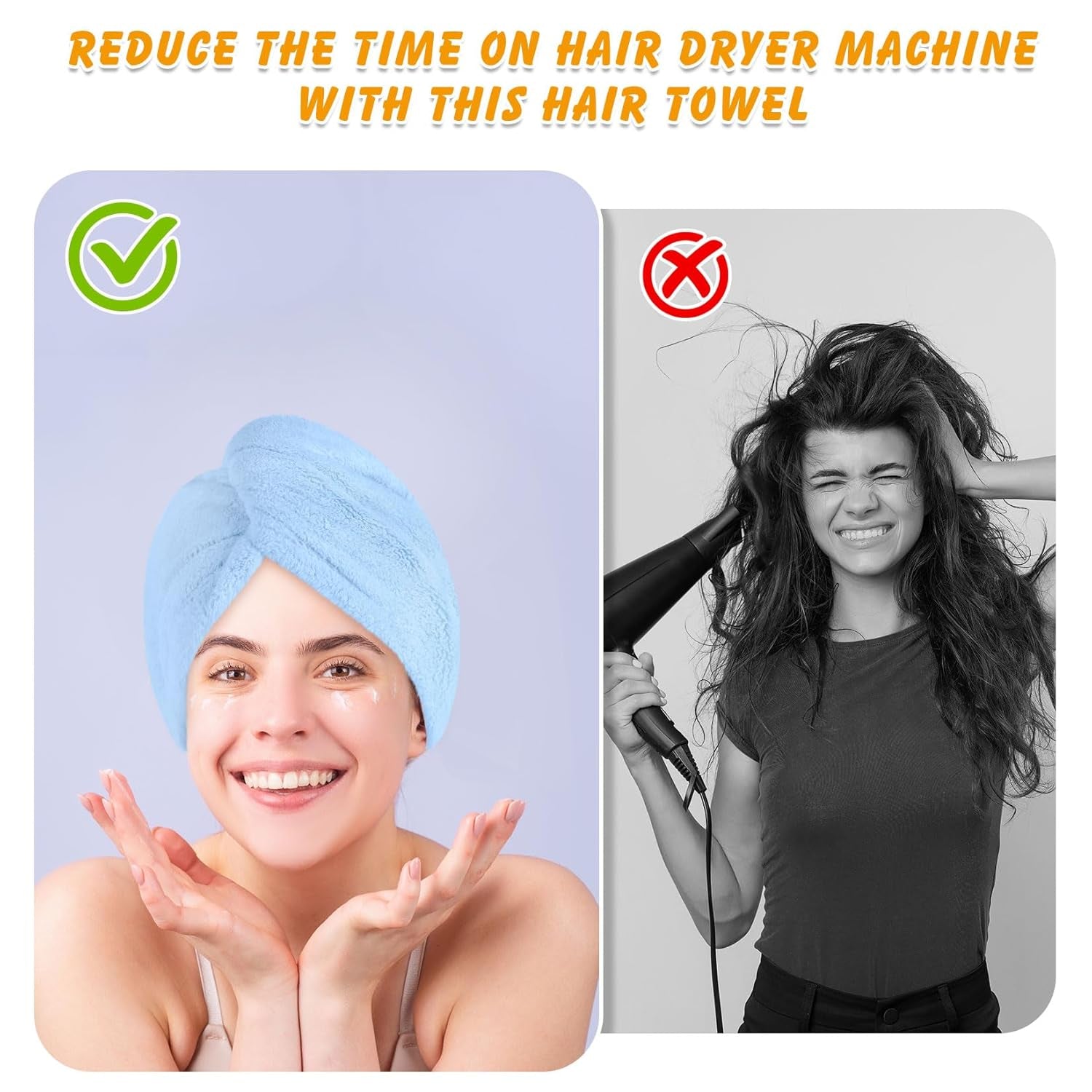 Hair Drying Towel Turban for Quick Drying Long Wet Hair 
