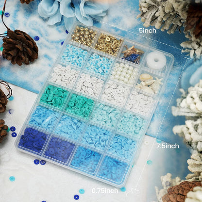 Blue Clay Beads Bracelet Kit – DIY Jewelry Making Set with Golden Pearls & Charms