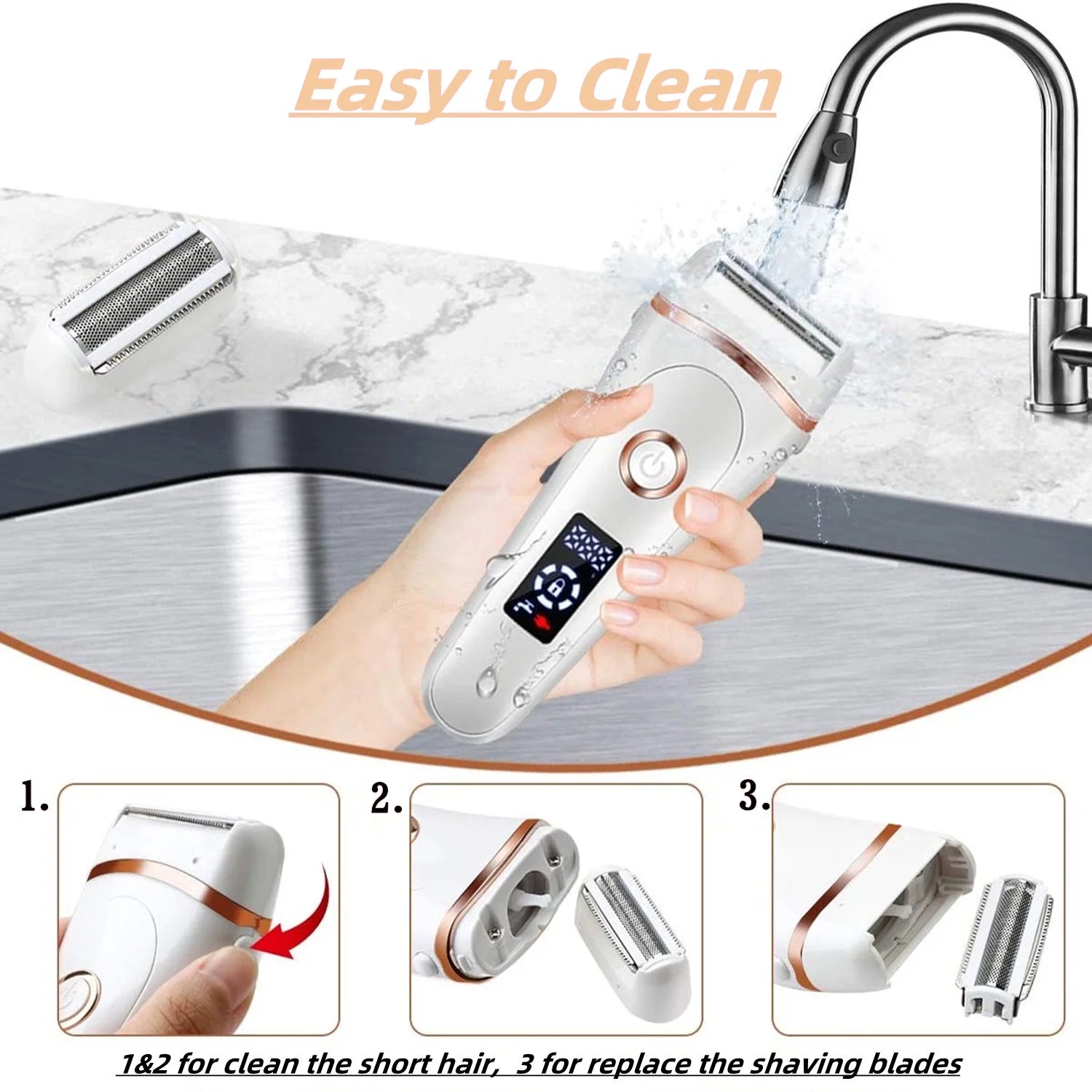  Painless Womens Electric Razors 3 in 1 Cordless Lady Shaver