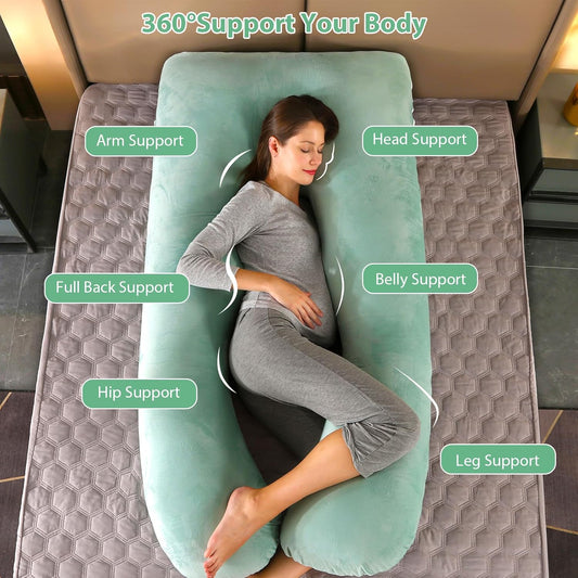 55" U-Shaped Pregnancy Pillow – Full Body Maternity Support with Washable Cover