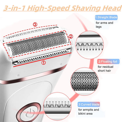  Painless Womens Electric Razors 3 in 1 Cordless Lady Shaver