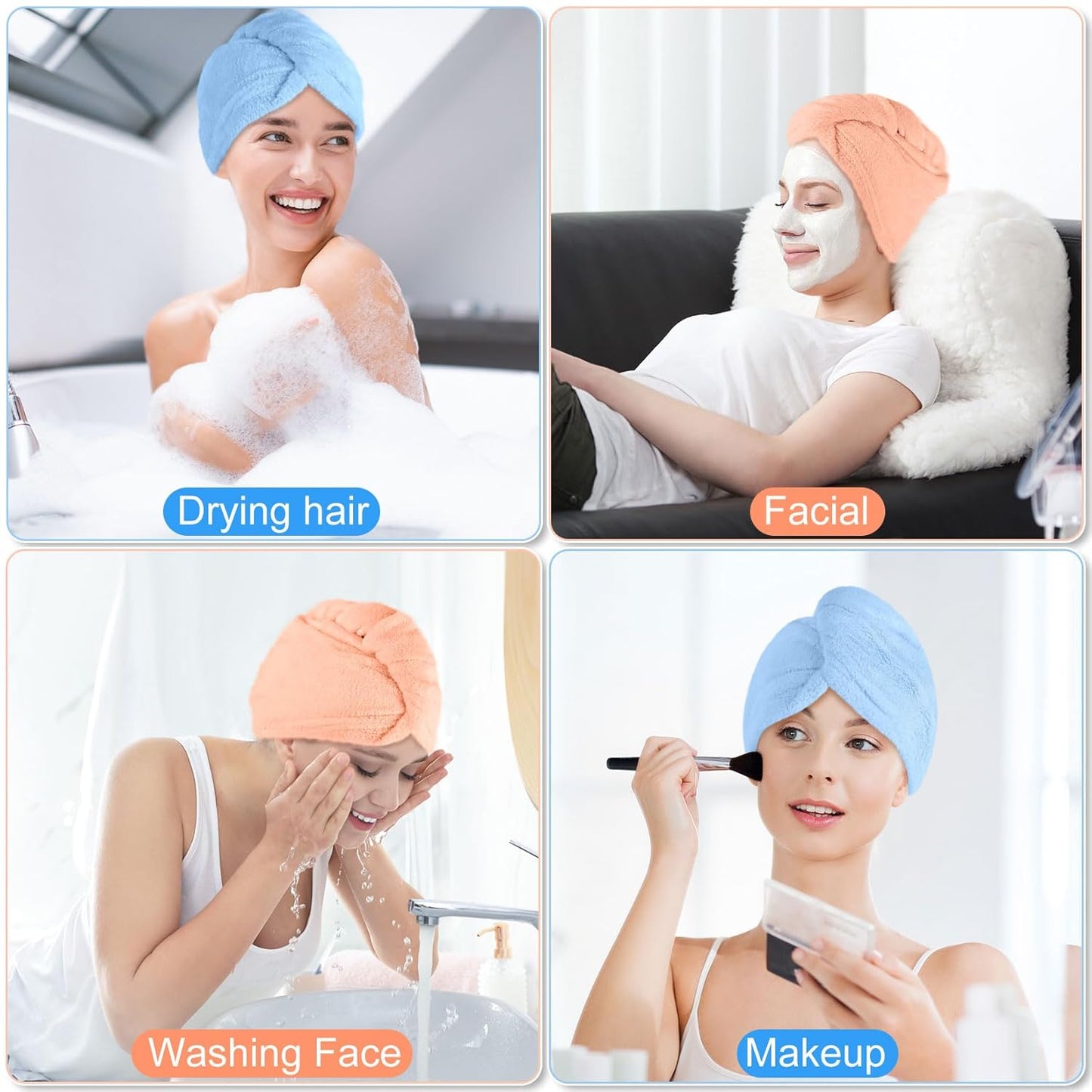  Hair Drying Towel Turban for Quick Drying Long Wet Hair 