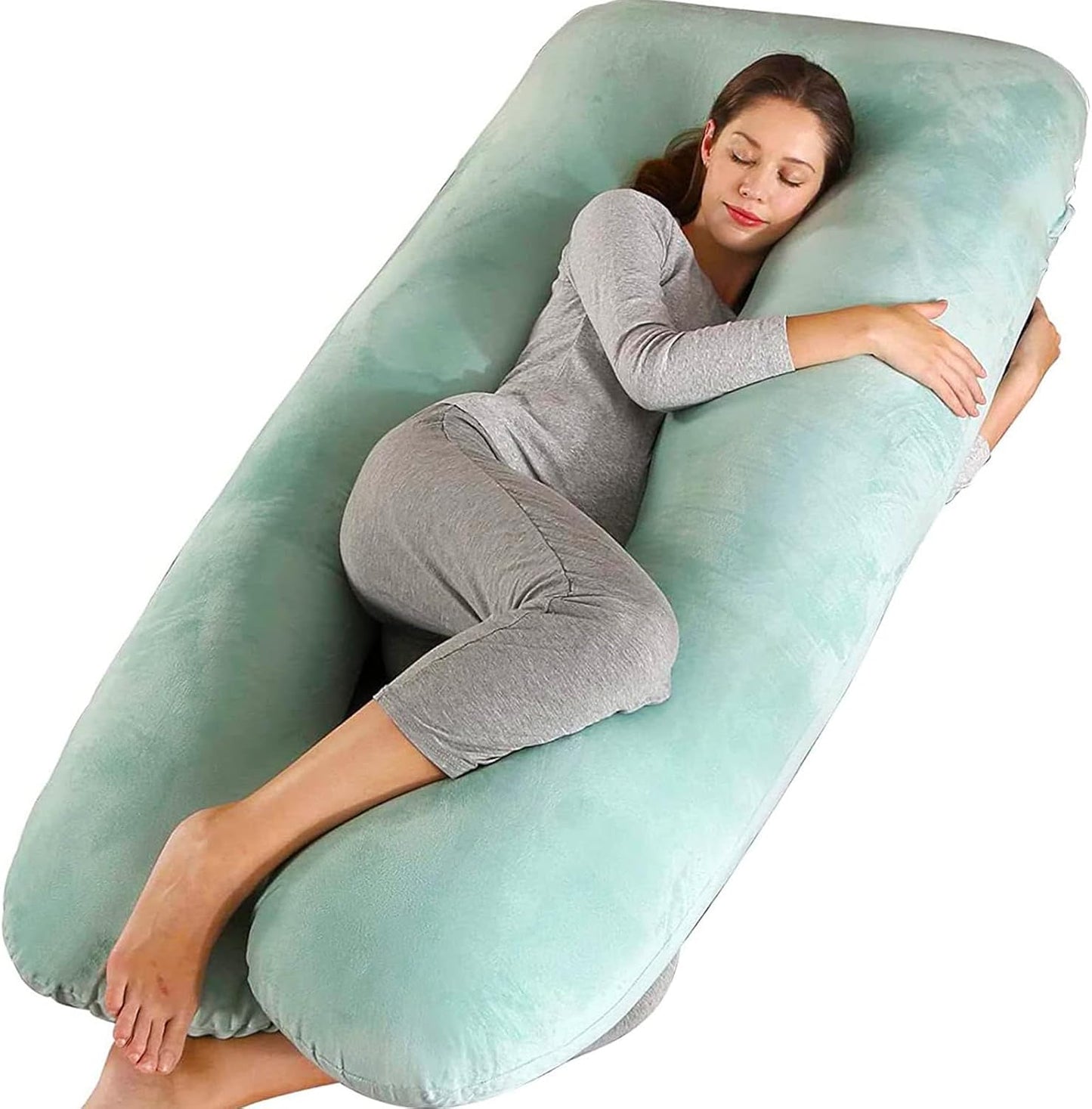 55" U-Shaped Pregnancy Pillow – Full Body Maternity Support with Washable Cover