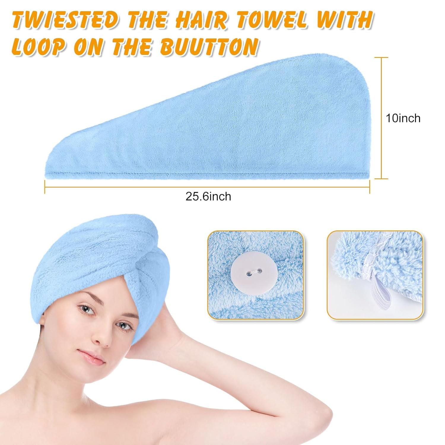  Hair Drying Towel Turban for Quick Drying Long Wet Hair 