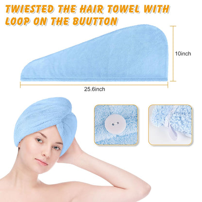  Hair Drying Towel Turban for Quick Drying Long Wet Hair 